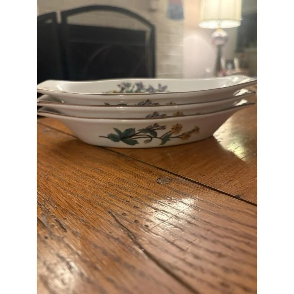 Woodhill Oval Baking Dishes Floral Oven To Table Stoneware 8 Inch Set Of 3